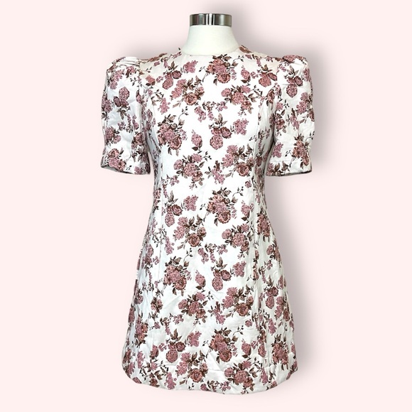 Anthropologie En Saison My World Blush Pink Floral Print Jacquard Mini D… - Picture 4 of 10